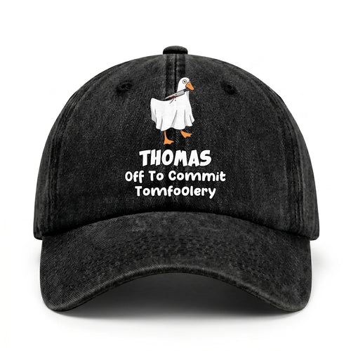Off To Commit Tomfoolery Funny Goose Washed Cap THOMAS 13K1 C131PF