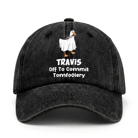 Off To Commit Tomfoolery Funny Goose Washed Cap TRAVIS 13K1 C131PF