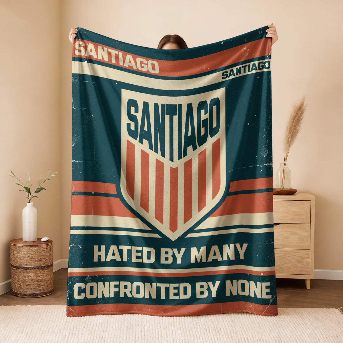 Hated By Many Confronted By None Retro Fleece Blanket SANTIAGO 13K1 BK58