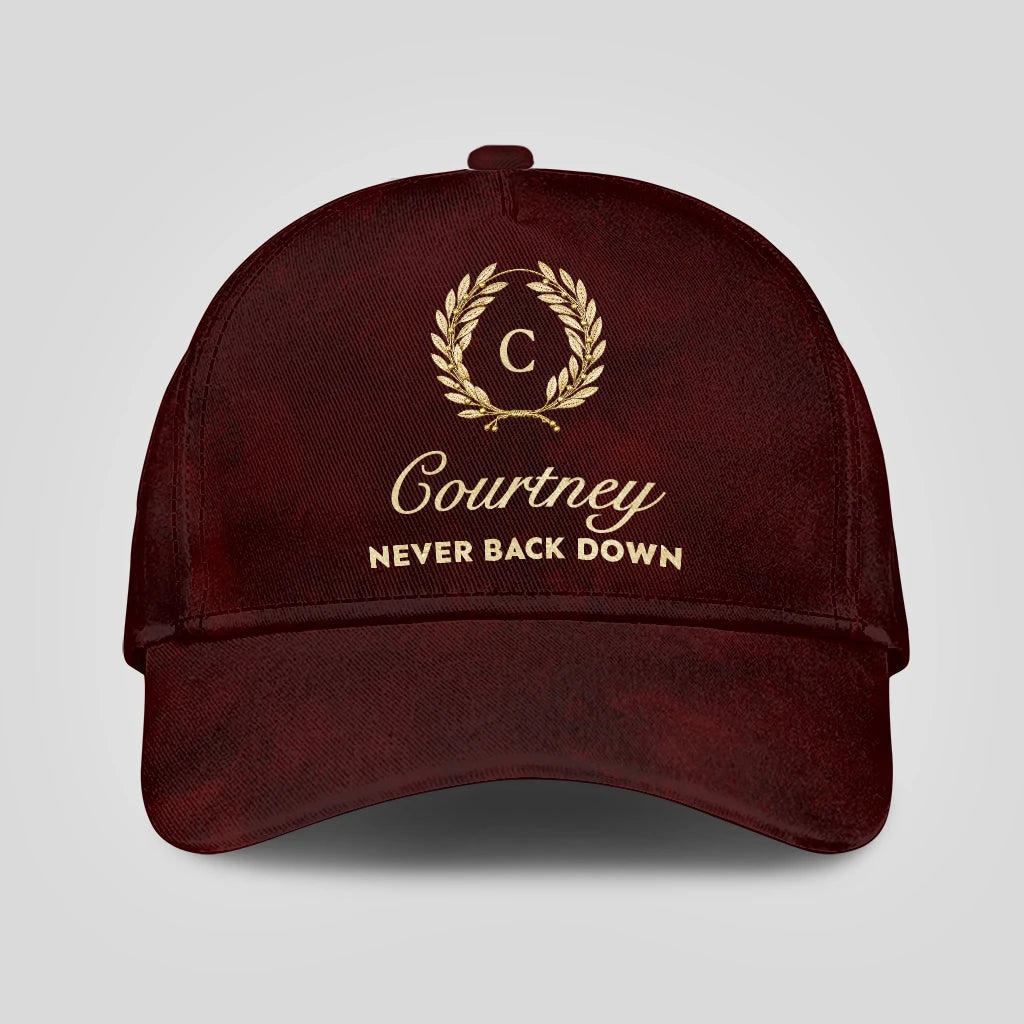 Never Back Down Golden Olive Burgundy Cap COURTNEY 13K1 C177PF