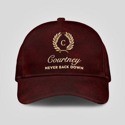Never Back Down Golden Olive Burgundy Cap COURTNEY 13K1 C177PF