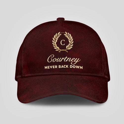 Never Back Down Golden Olive Burgundy Cap COURTNEY 13K1 C177PF