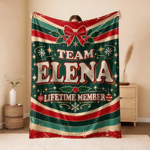 Team Your Name Lifetime Member Christmas Fleece Blanket ELENA 13K1 BK52