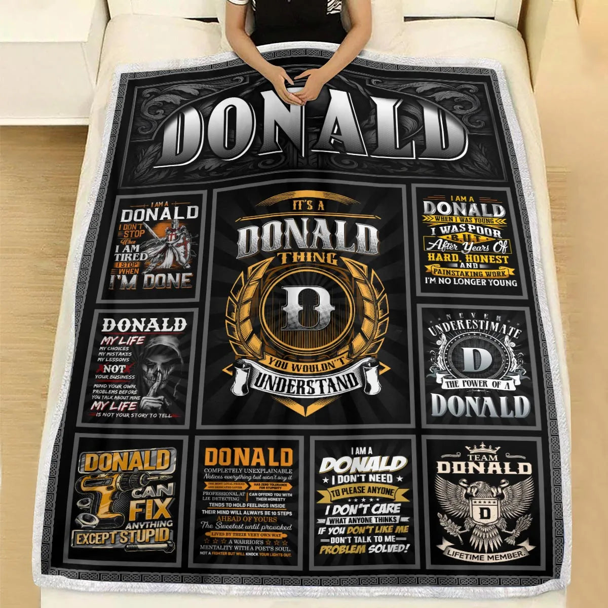 DONALD Personalized Blanket | Custom Name Cozy Throw Gift 13K1-BK2