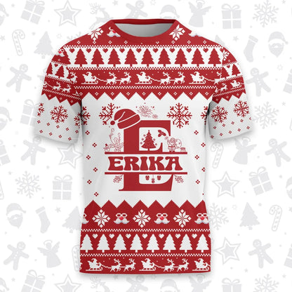 ERIKA Personalized Christmas T-Shirt Pajama Set - Holiday Gift Outfit 13K1-CR2