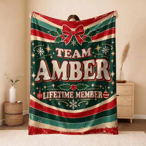 Team Your Name Lifetime Member Christmas Fleece Blanket AMBER 13K1 BK52