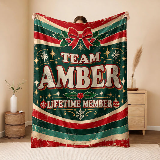 Team Your Name Lifetime Member Christmas Fleece Blanket AMBER 13K1 BK52