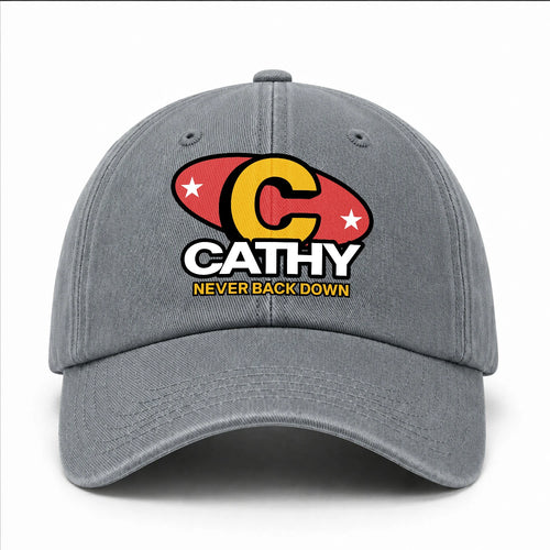 Never Back Down With Your Name And Initial Letter Washed Cap CATHY 13K1 C82PF
