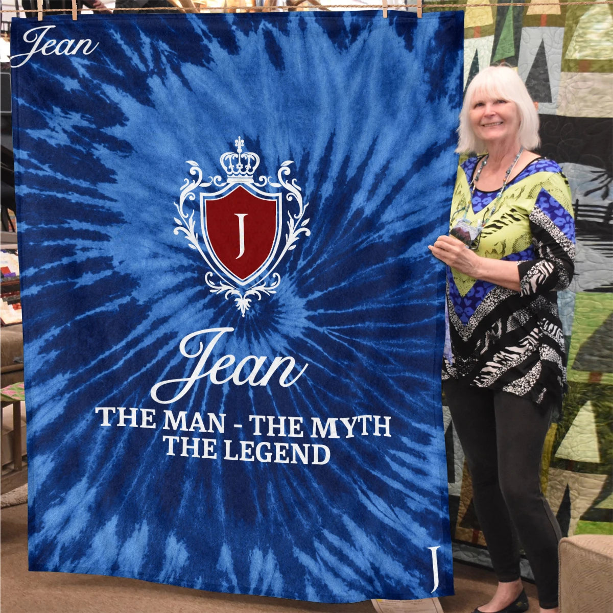 The Man The Myth The Legend Blue Waves Fleece Blanket JEAN 13K1 BK11