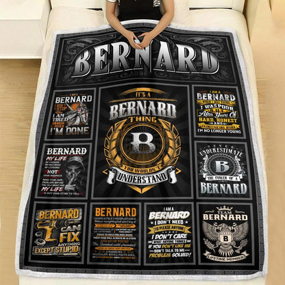 BERNARD Personalized Blanket | Custom Name Cozy Throw Gift 13K2-BK2