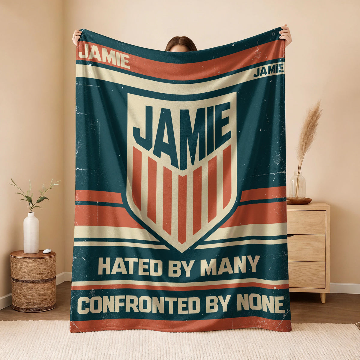 Hated By Many Confronted By None Retro Fleece Blanket JAMIE 13K1 BK58