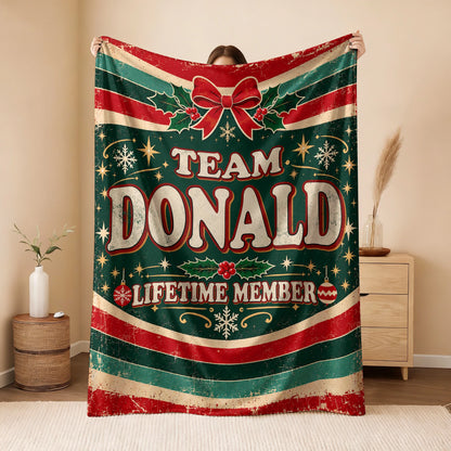 Team Your Name Lifetime Member Christmas Fleece Blanket DONALD 13K1 BK52