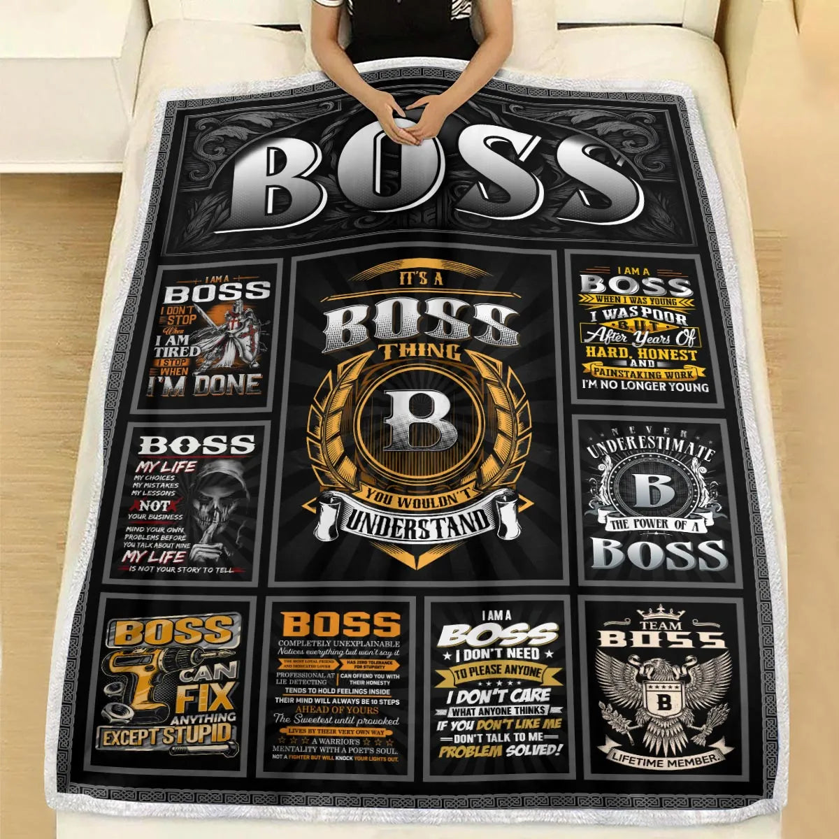 BOSS Personalized Blanket | Custom Name Cozy Throw Gift 13K3-BK2