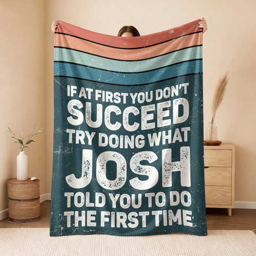 If At First You Don’t Succeed Retro Green Fleece Blanket JOSH 13K1 BK29