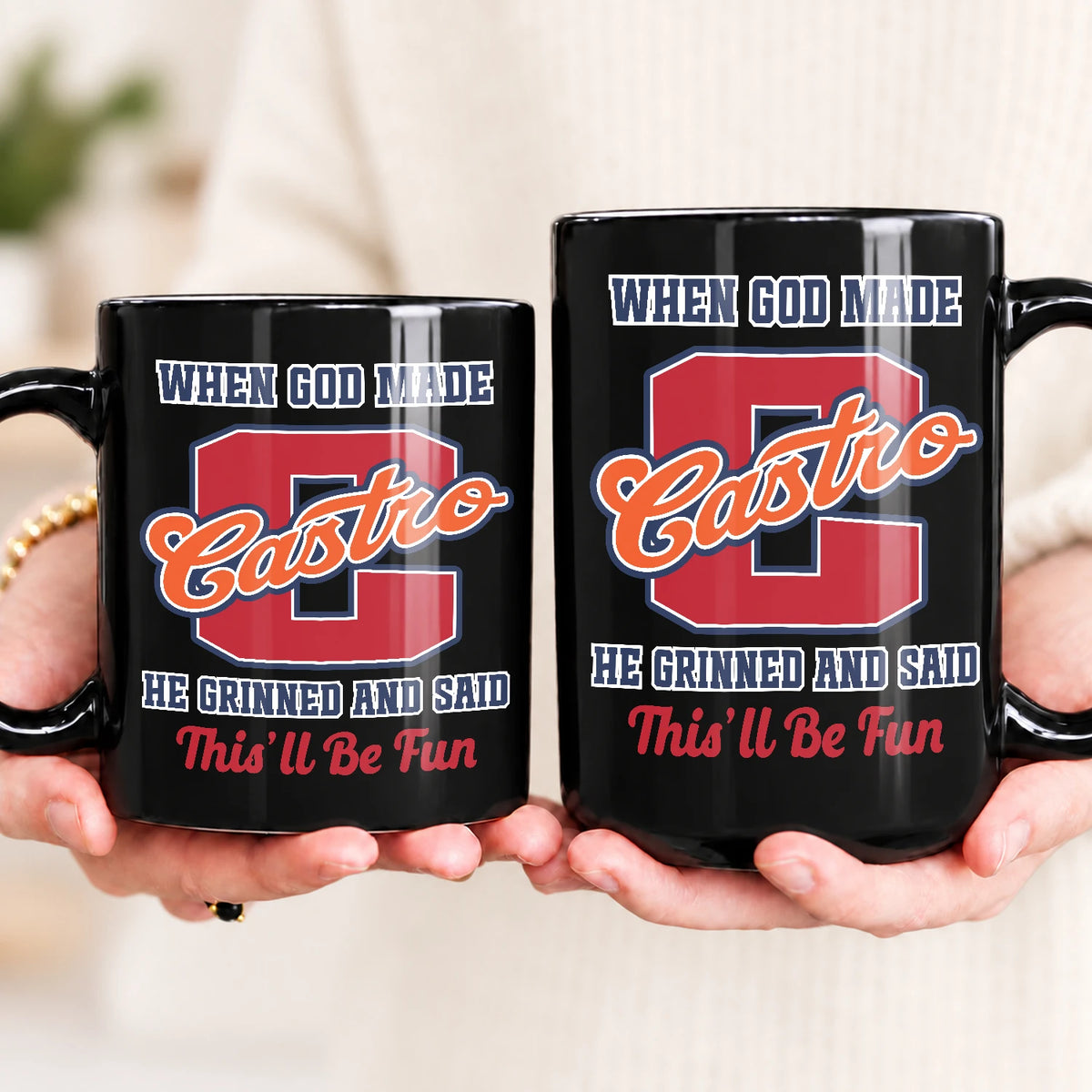 When God Made Your Name Personalized Baseball Mug CASTRO 13K1 MG07