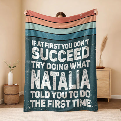If At First You Don’t Succeed Retro Green Fleece Blanket NATALIA 13K1 BK29