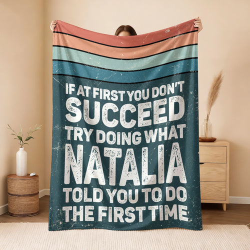 If At First You Don’t Succeed Retro Green Fleece Blanket NATALIA 13K1 BK29