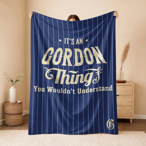 Your Name Thing Striped Blue Fleece Blanket GORDON 13K1 BK23