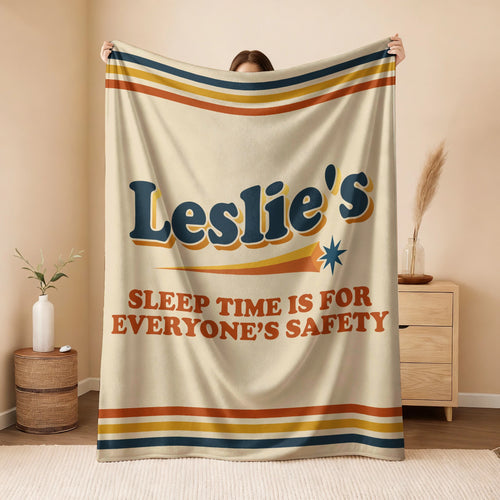 Your Name's Sleep Time Funny Retro Fleece Blanket LESLIE 13K1 BK67