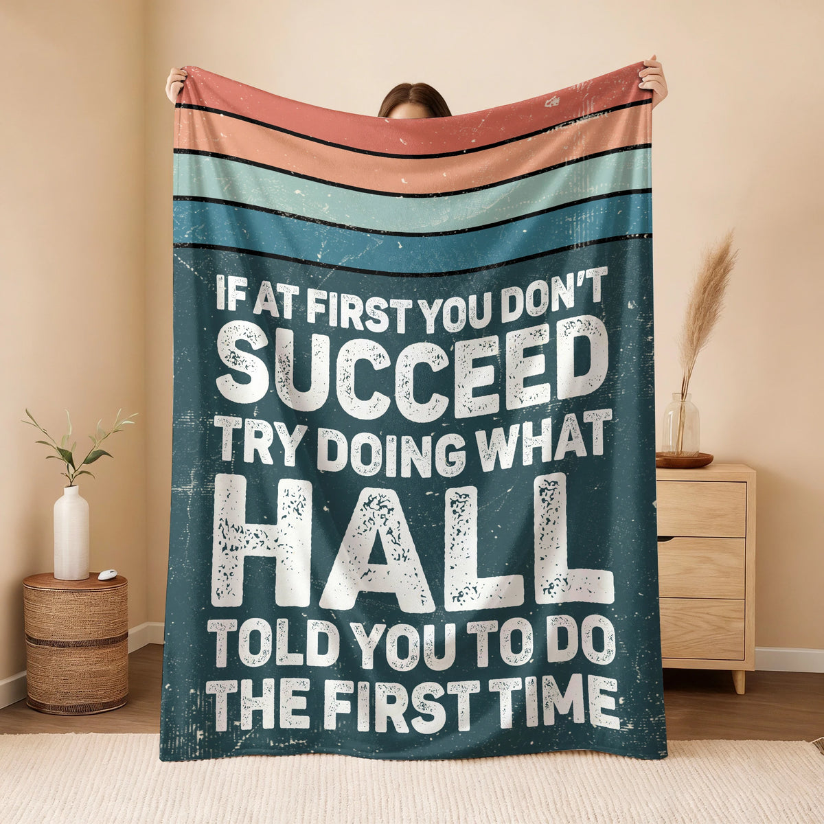 If At First You Don’t Succeed Retro Green Fleece Blanket HALL 13K1 BK29