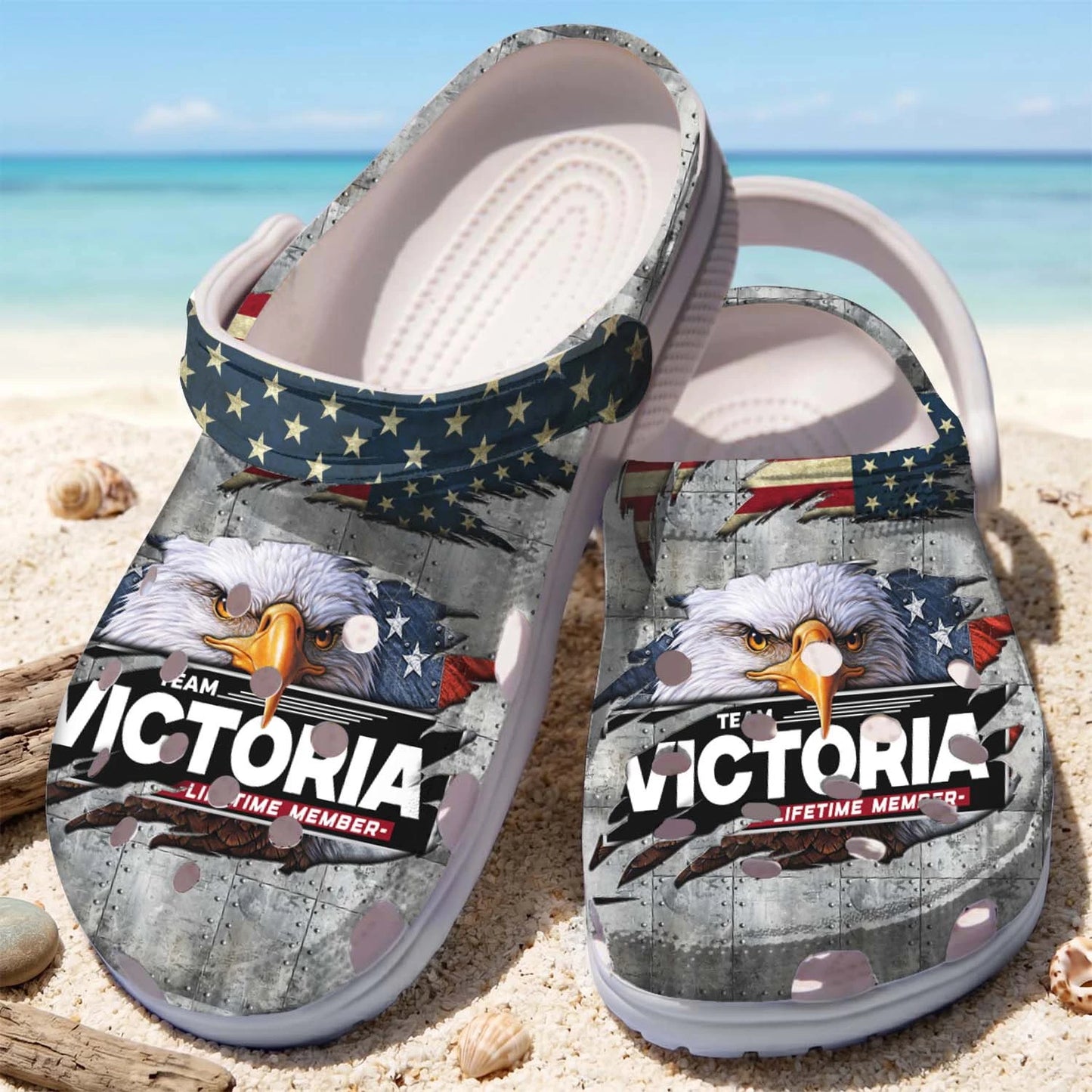 VICTORIA 13K1-CR1 Personalized Name Clogs "Team Lifetime Member"