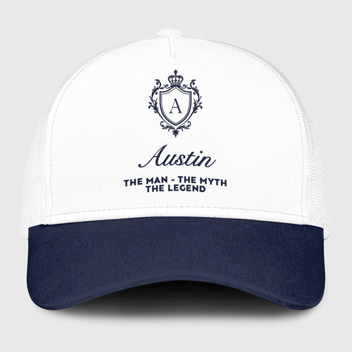 The Man The Myth The Legend Blue And White Baseball Mesh Cap AUSTIN 13K1 C186PF