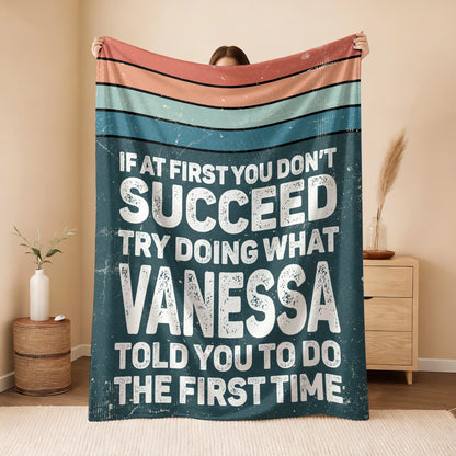 If At First You Don’t Succeed Retro Green Fleece Blanket VANESSA 13K1 BK29