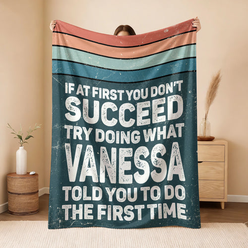 If At First You Don’t Succeed Retro Green Fleece Blanket VANESSA 13K1 BK29