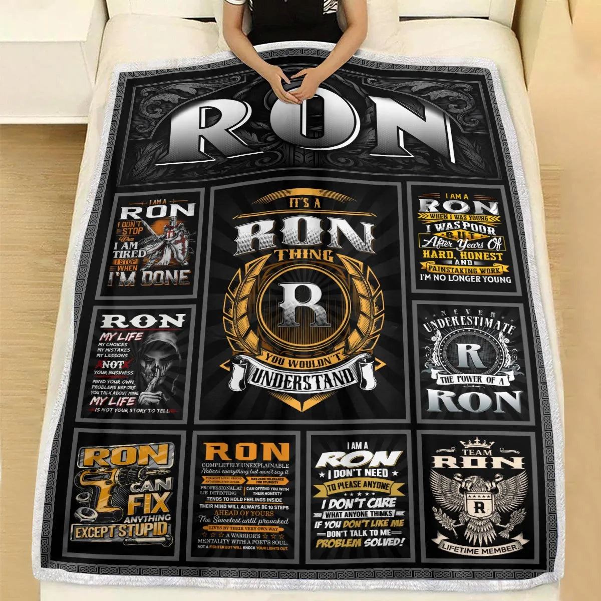 RON Personalized Blanket | Custom Name Cozy Throw Gift 13K1-BK2