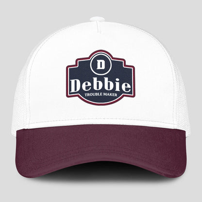 Trouble Maker Burgundy And White Funny Mesh Cap DEBBIE 13K1 C201PF