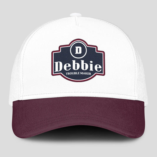 Trouble Maker Burgundy And White Funny Mesh Cap DEBBIE 13K1 C201PF