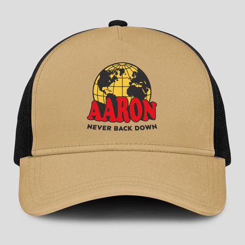 Never Back Down World Logo Khaki Mesh Cap AARON 13K1 C212PF