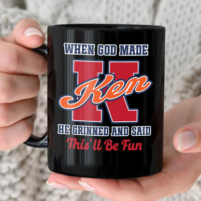 When God Made Your Name Personalized Baseball Mug KEN 13K1 MG07