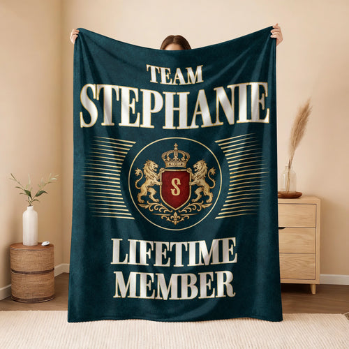 Team Your Name Lifetime Member Sage Green Fleece Blanket STEPHANIE 13K1 BK42