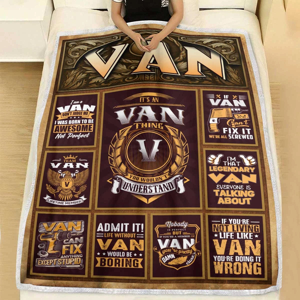 VAN Personalized Blanket | Custom Name Cozy Throw Gift 13K1-BK4