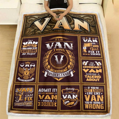 VAN Personalized Blanket | Custom Name Cozy Throw Gift 13K1-BK4