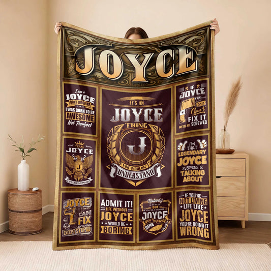 JOYCE Personalized Blanket | Custom Name Cozy Throw Gift 13K1-BK4