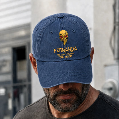 The Fear The Fate The Doom Skull Blue Washed Cap FERNANDA 13K1 C97PF