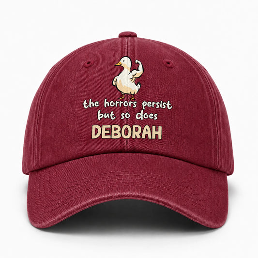 The Horrors Persist But So Does Your Name Funny Goose Burgundy Washed Cap DEBORAH 13K1 C126PF