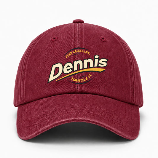 Keep Calm & Let Your Name Handle It Burgundy Washed Cap DENNIS 13K1 C105PF