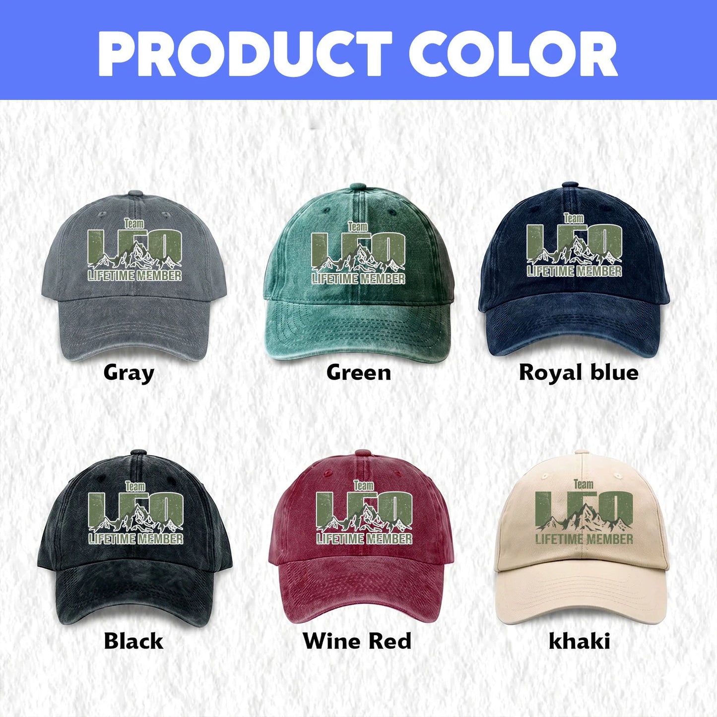 Team Your Name Lifetime Member Mountain Cap LEO 13K1 C58PF