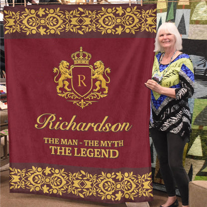 The Man The Myth The Legend Royal Red And Yellow Fleece Blanket RICHARDSON 13K1 BK05