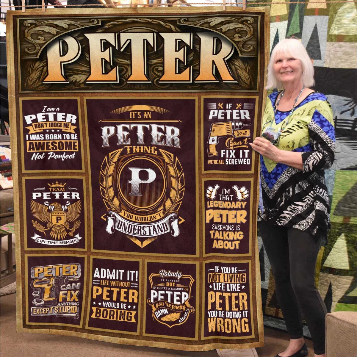 PETER Personalized Blanket | Custom Name Cozy Throw Gift 13K1-BK4