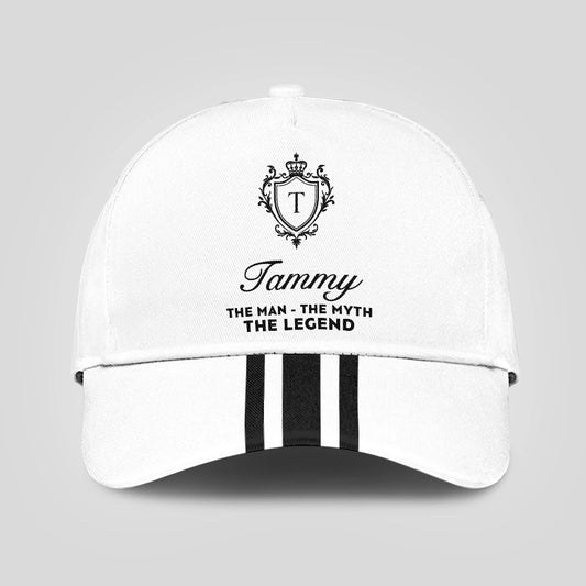 The Man The Myth The Legend Navy And White Striped Cap TAMMY 13K1 C144PF