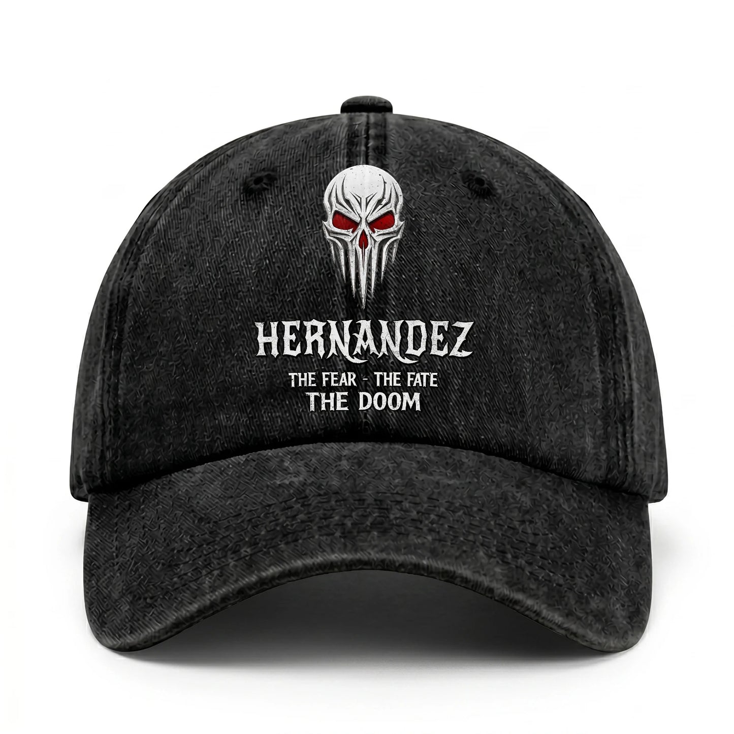 Your Name The Fear The Fate The Doom Skull Washed Cap HERNANDEZ 13K1 C98PF