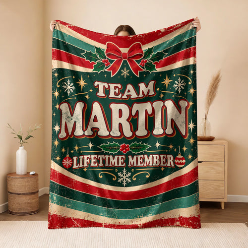 Team Your Name Lifetime Member Christmas Fleece Blanket MARTIN 13K1 BK52