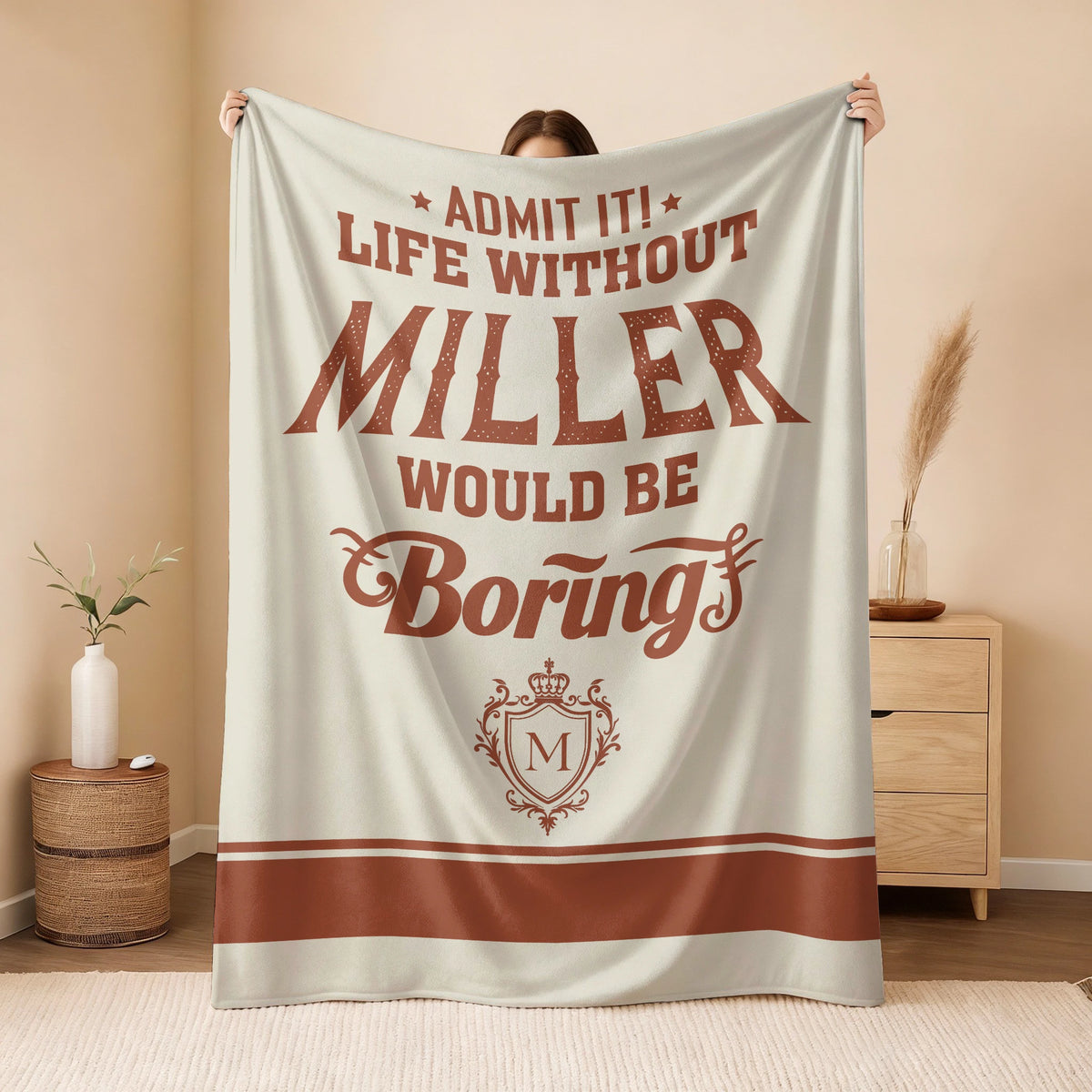 Life Without Your Name Would Be Boring Cream Terracotta Blanket MILLER 13K1 BK24