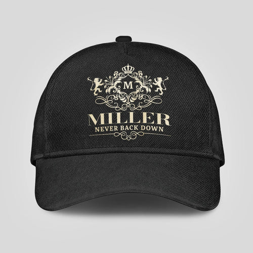 Never Back Down Royal Style Black Cap MILLER 13K1 C179PF