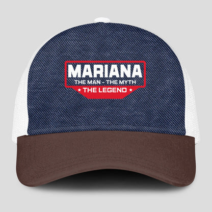 The Man The Myth The Legend Navy Brown And White Mesh Cap MARIANA 13K1 C200PF