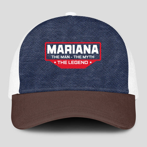 The Man The Myth The Legend Navy Brown And White Mesh Cap MARIANA 13K1 C200PF